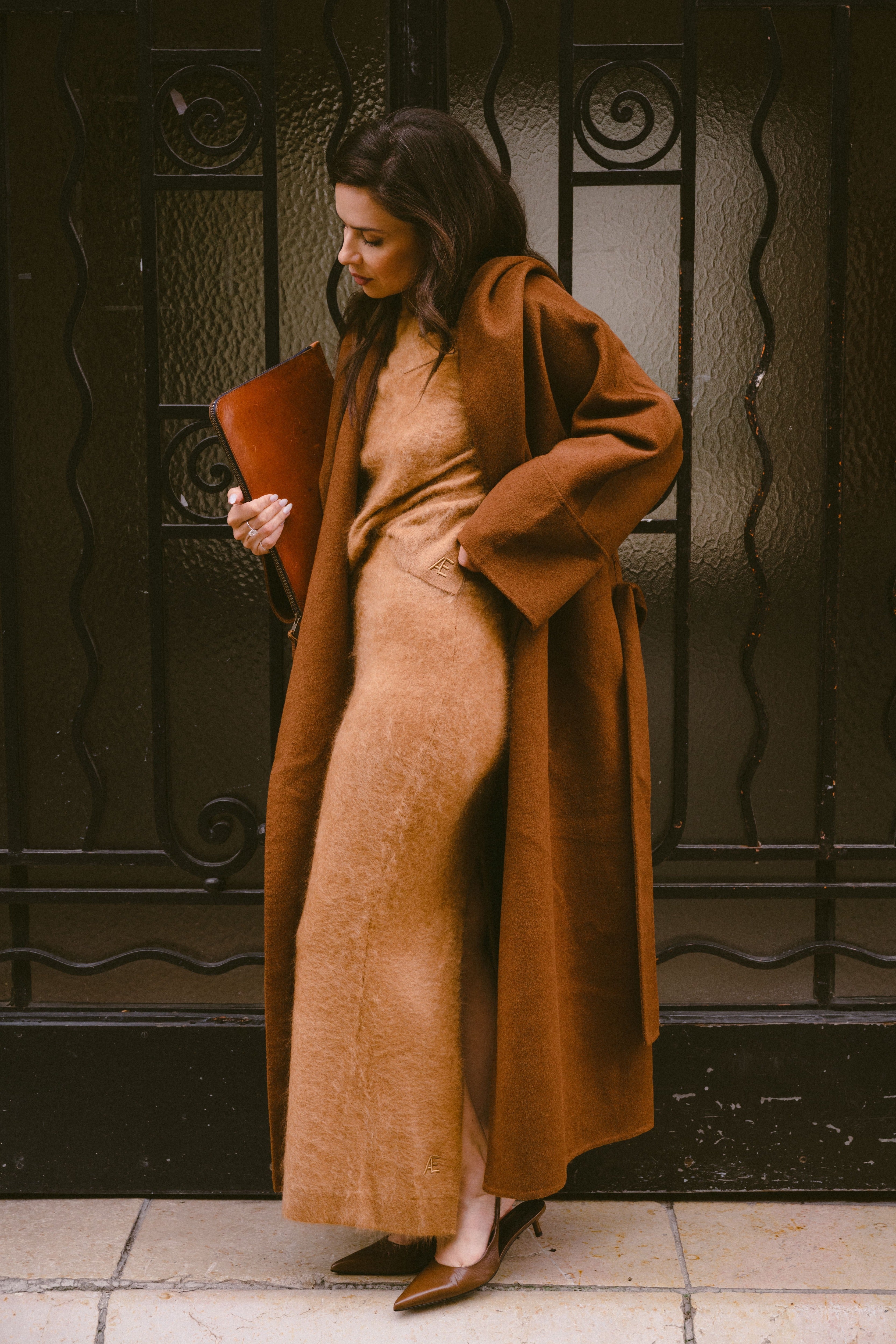 Smoking Skirt I Caramel Brushed Cashmere RAEV Paris
