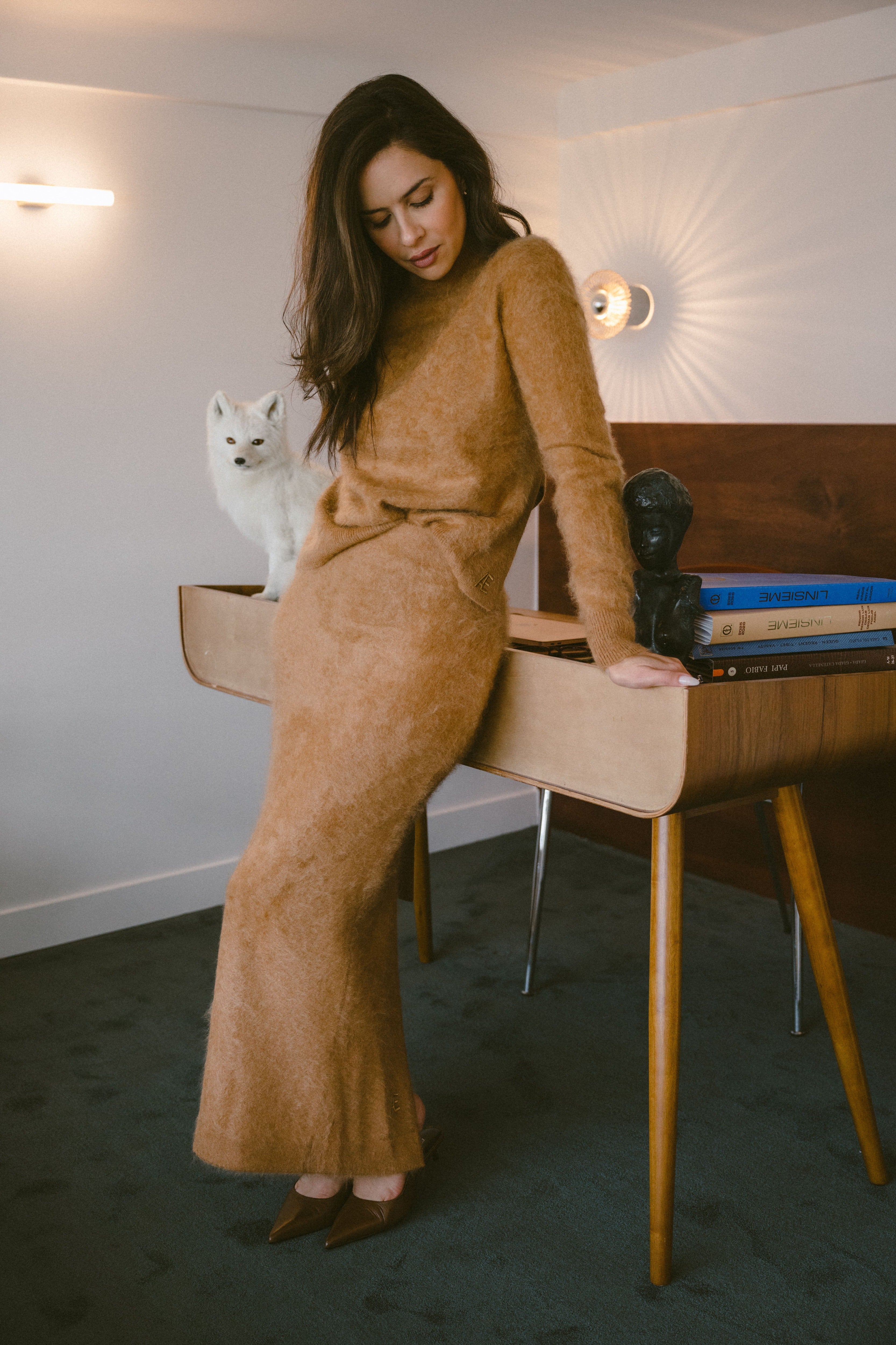Smoking Skirt I Caramel Brushed Cashmere RAEV Paris