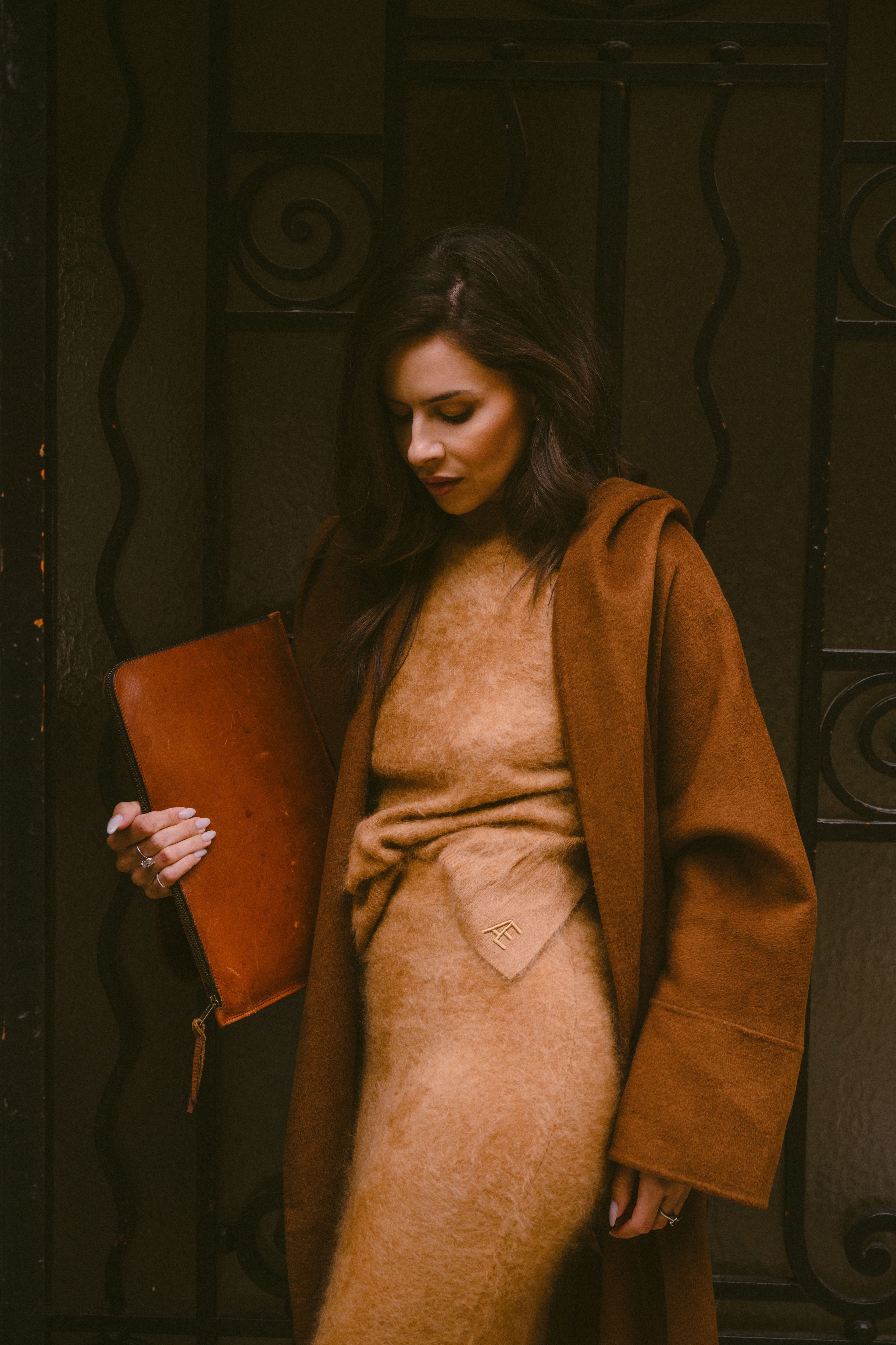 Smoking Skirt I Caramel Brushed Cashmere RAEV Paris