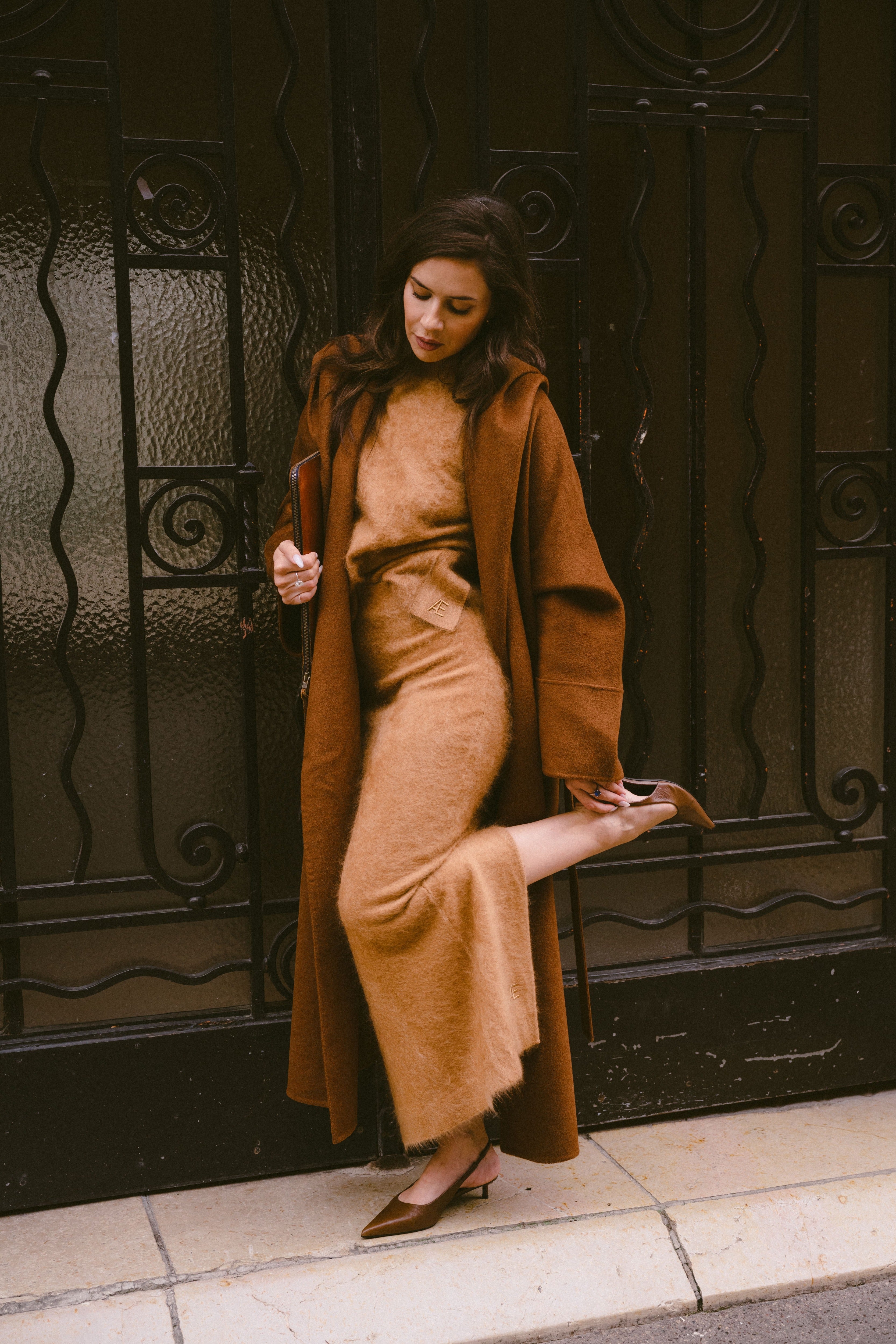 Smoking Skirt I Caramel Brushed Cashmere RAEV Paris
