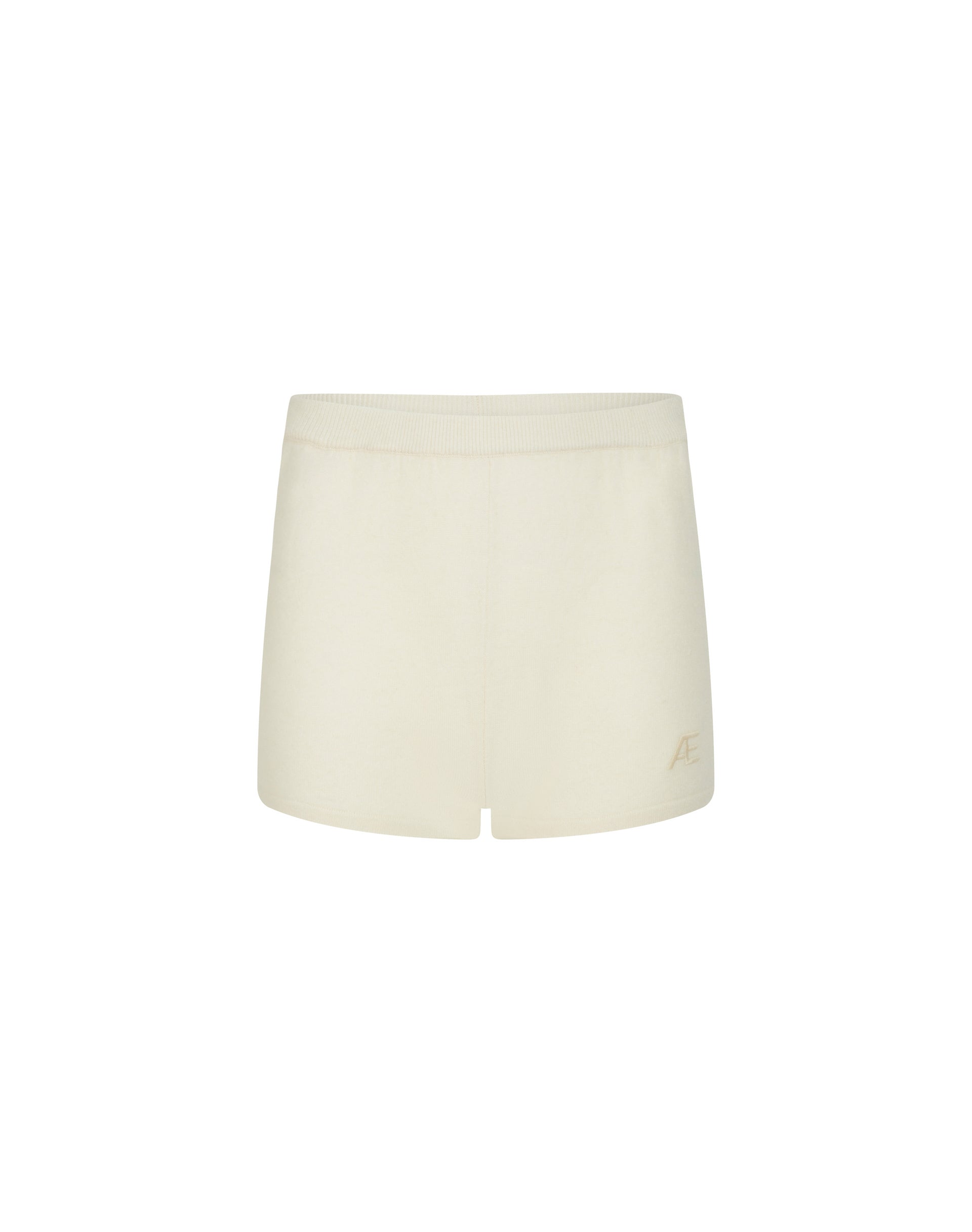 Cream shorts on a white background