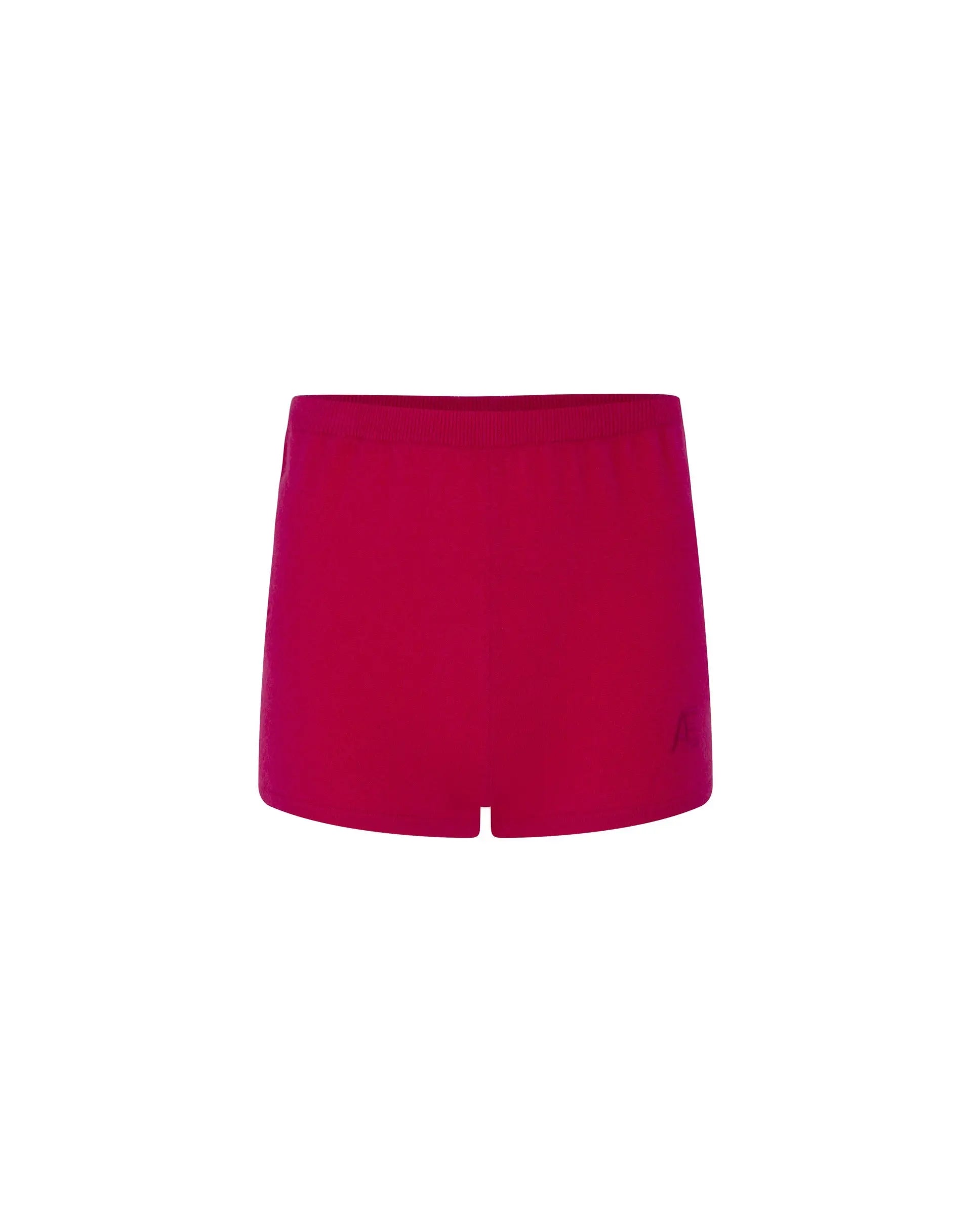 pink shorts with a brand logo on a white background